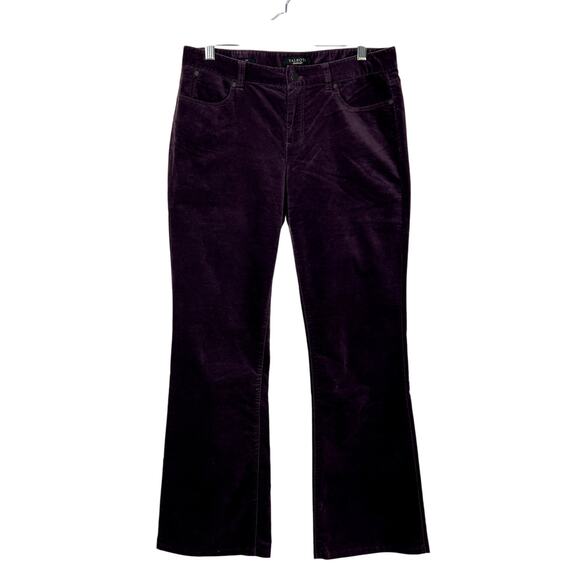 Talbots Dark Purple Velvet Wide Leg Bootcut Flare Low Rise Trouser Pants Size 8 - Picture 1 of 8